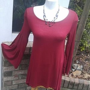 Lady's, Long Sleeve, Asymmetrical, Red Tunic